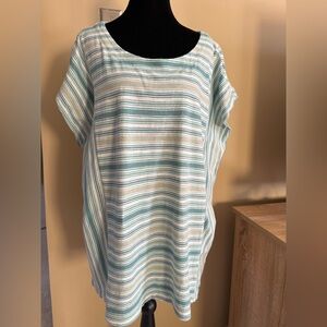 Lands' End Teal and White Striped Tunic